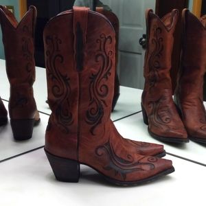 DAN POST BROWN LEATHER GORGEOUS WESTERN BOOTS   8 1/2 MED